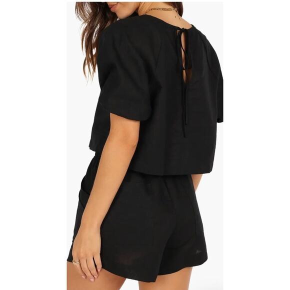 Petal & Pup Chelsey Linen blend shorts women black Size 8 resort wear vacation - Picture 2 of 11